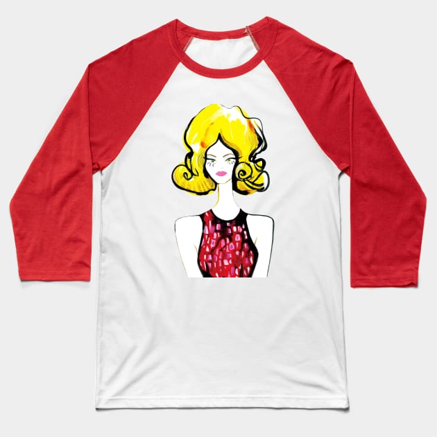 Blond girl Baseball T-Shirt by Sotsenko